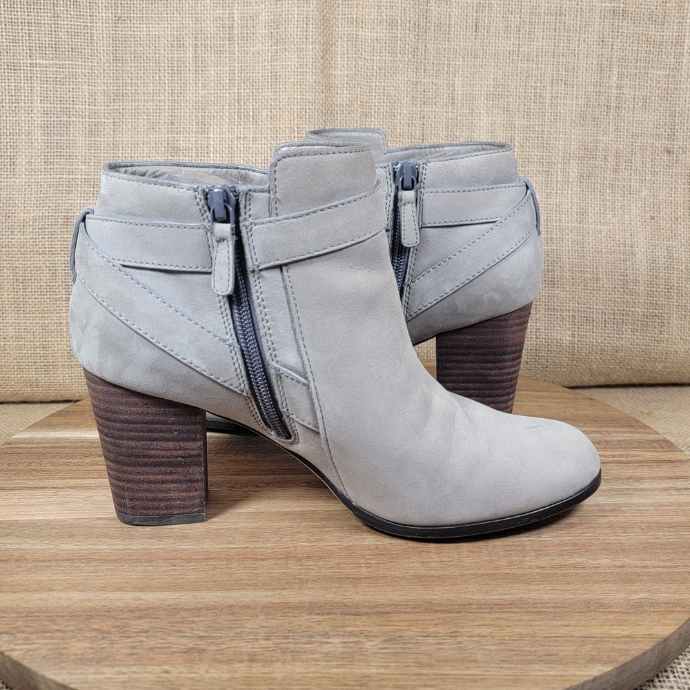 Cole Haan Harrington Grand Ankle Boots Gray Leather Booties Block Heel Women's 8 - Picture 8 of 10
